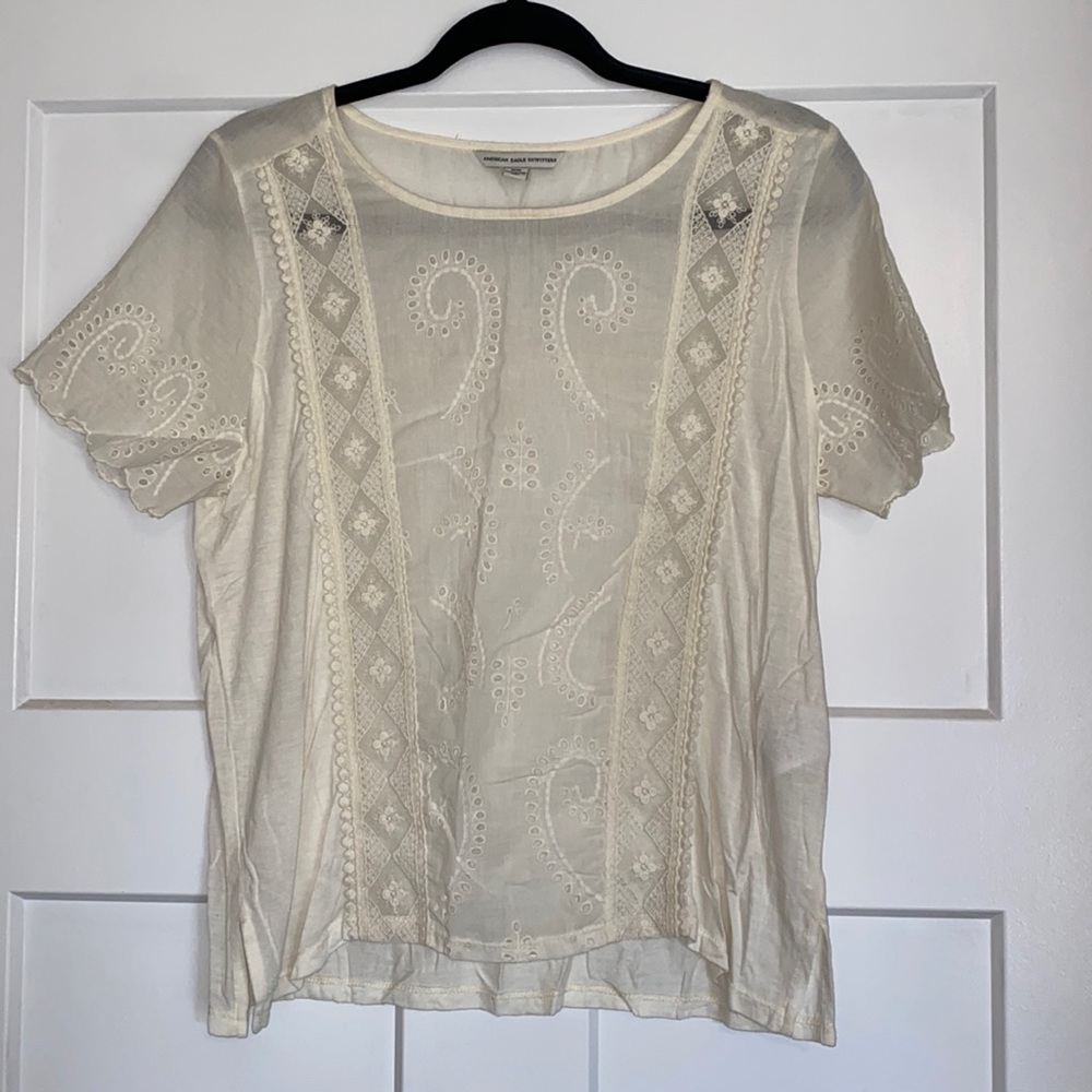 Cream American eagle blouse